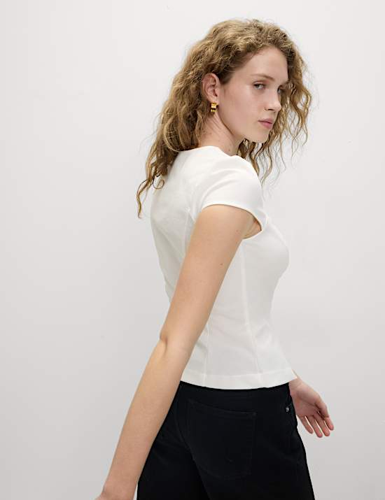 Button Through Cap Sleeve Top