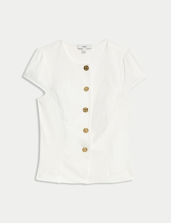 Button Through Cap Sleeve Top