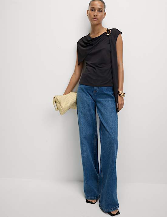 Jersey Hardware Detail Asymmetric Top