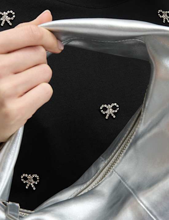 Pure Cotton Bow Detail Embellished Top