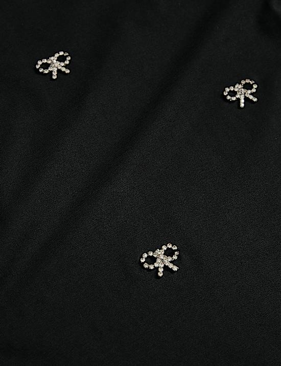 Pure Cotton Bow Detail Embellished Top