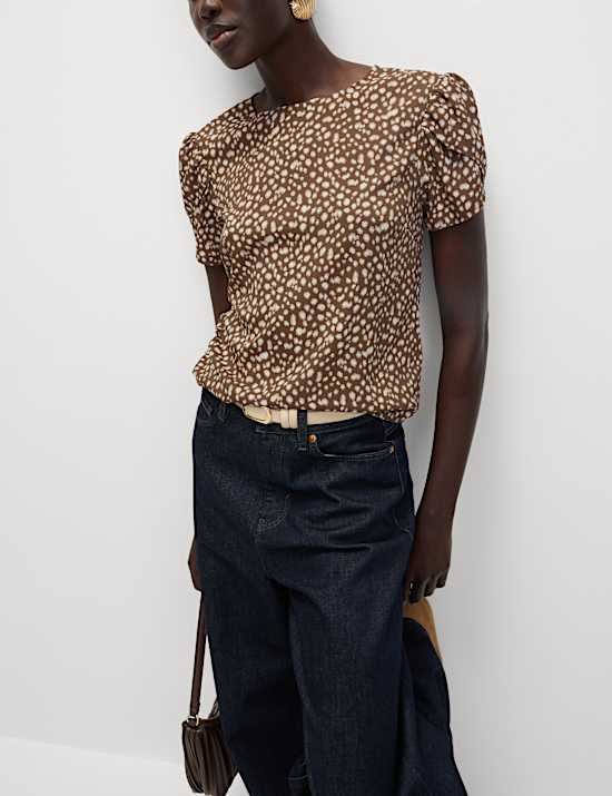Printed Puff Sleeve Top