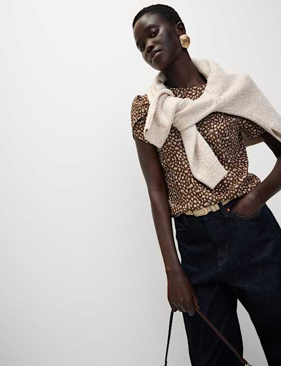 Printed Puff Sleeve Top