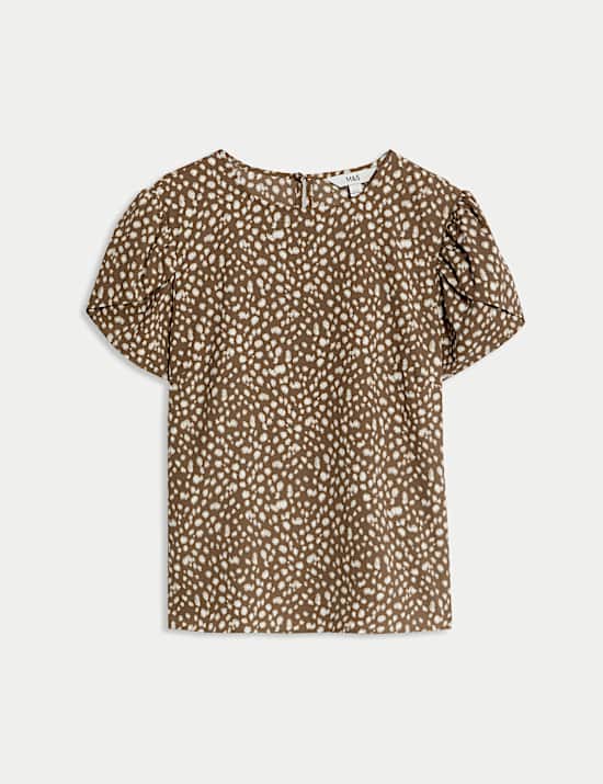 Printed Puff Sleeve Top