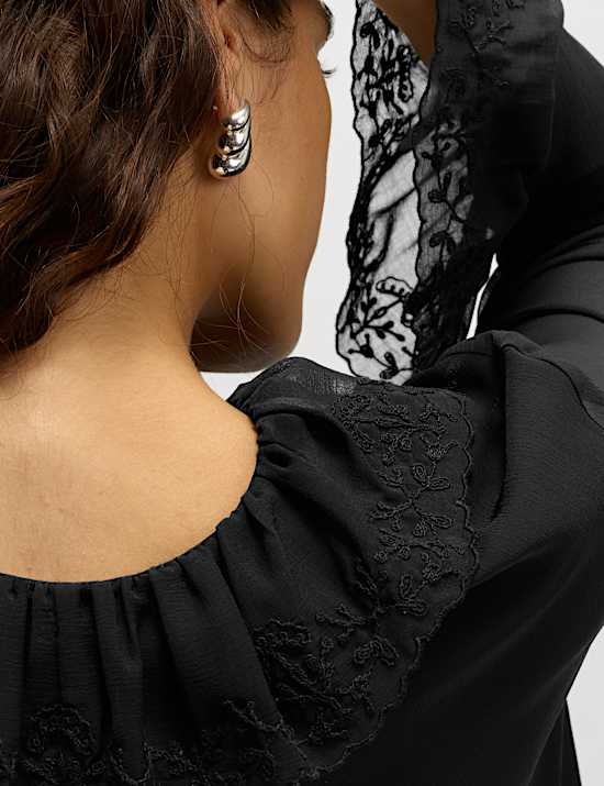 Broderie Frill Detail Blouse