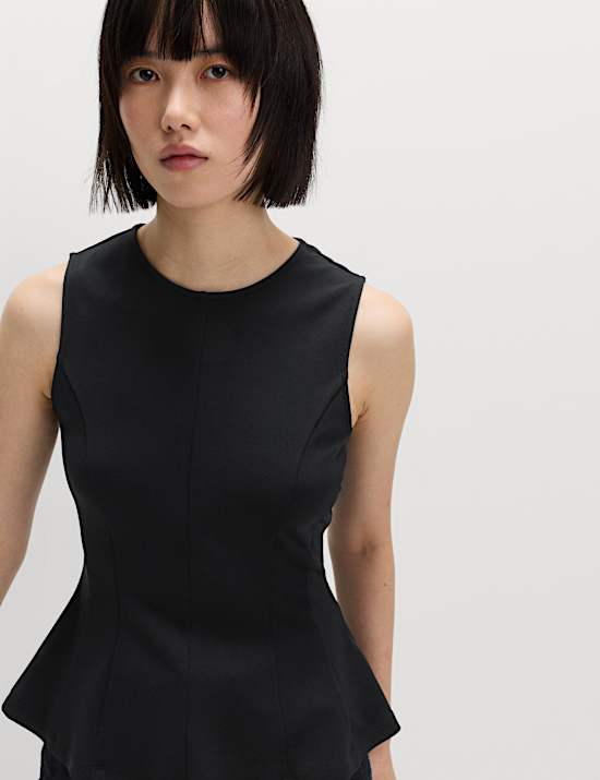 Fitted Sleeveless Peplum Top