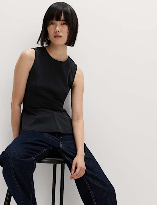 Fitted Sleeveless Peplum Top