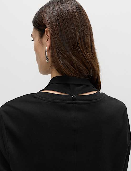 Pure Cotton Scarf Detail Top