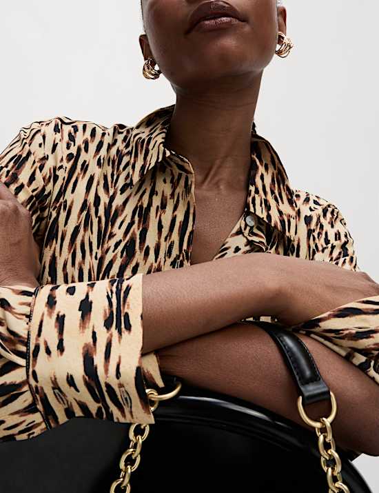 Εμπριμέ πουκάμισο με γιακά