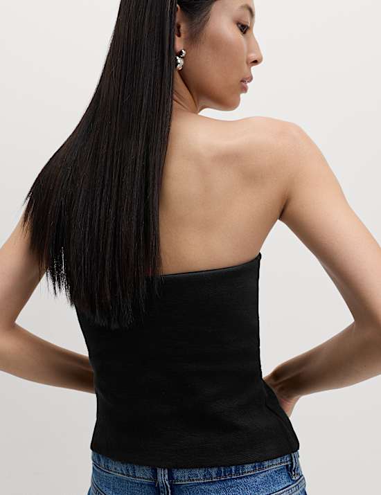 Top bandeau ajusté en coton à détail nœud