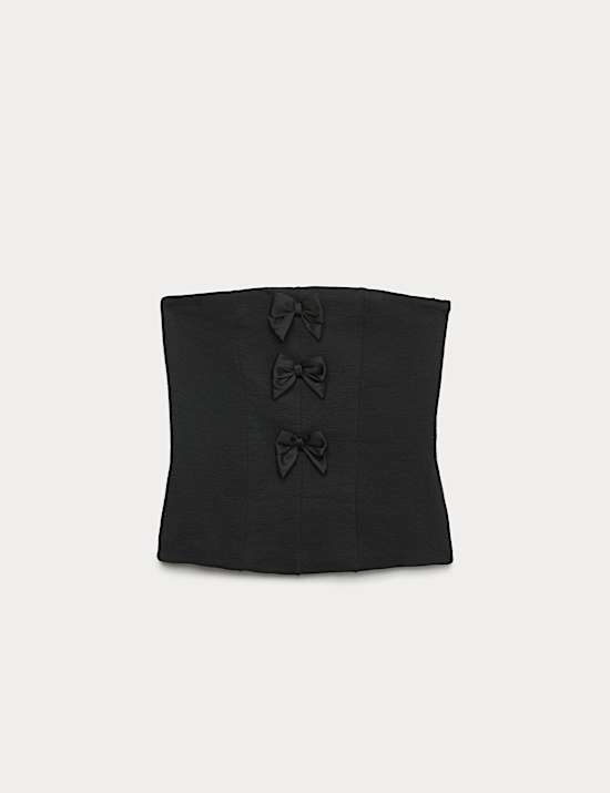 Top bandeau ajusté en coton à détail nœud