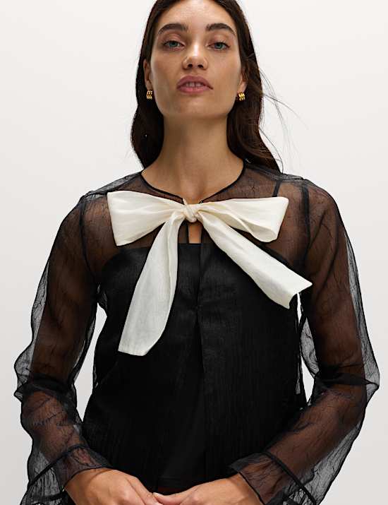Organza Tie Neck Top