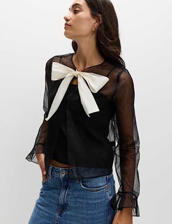 Organza Tie Neck Top