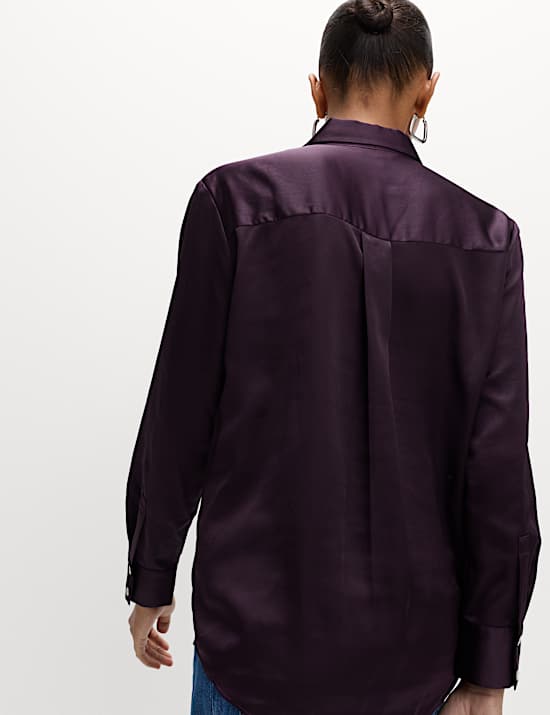 Satin Collared Button Through Shirt