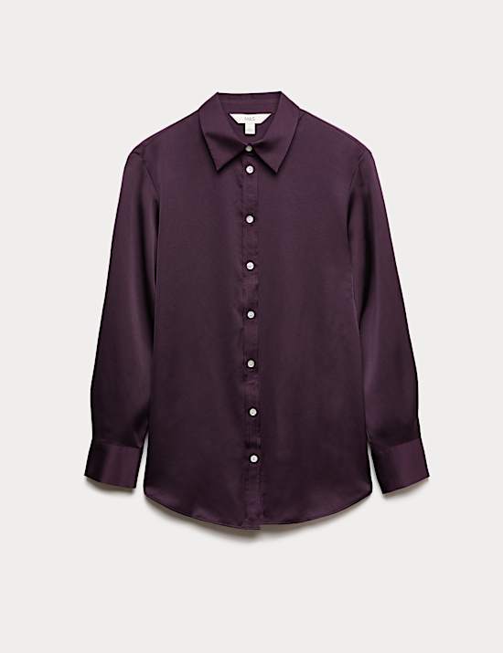Satin Collared Button Through Shirt