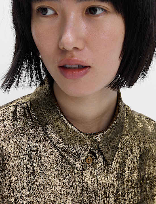 Foil Print Collared Shirt