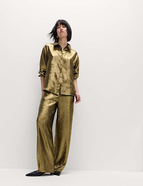 Foil Print Collared Shirt