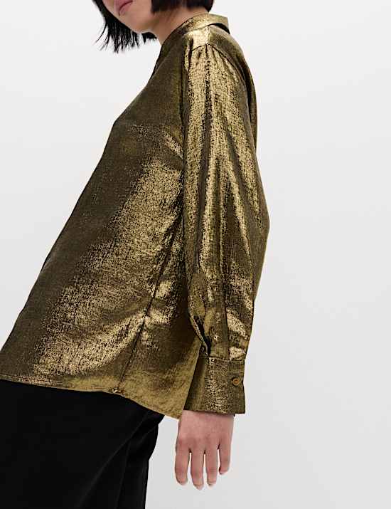 Foil Print Collared Shirt