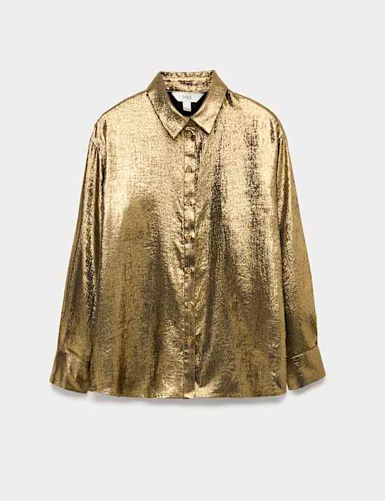 Foil Print Collared Shirt