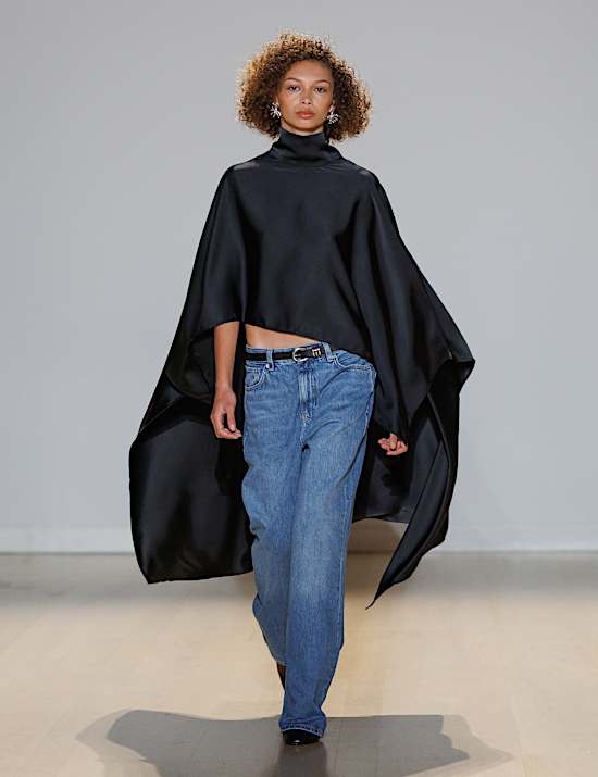 Satin Funnel Neck Longline Cape