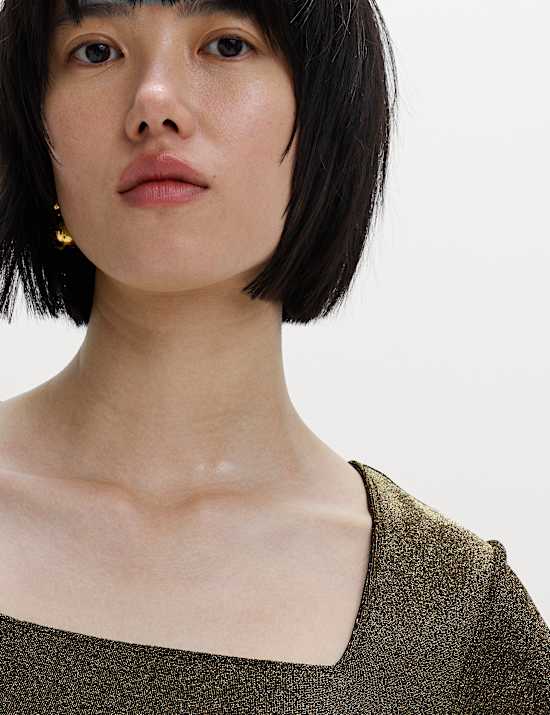 Sparkly Square Neck Top