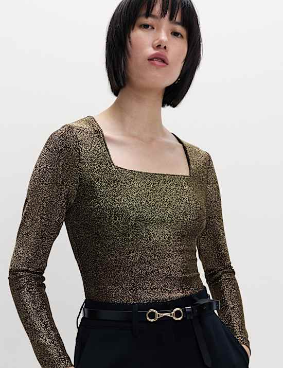 Sparkly Square Neck Top