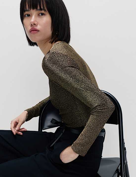 Sparkly Square Neck Top