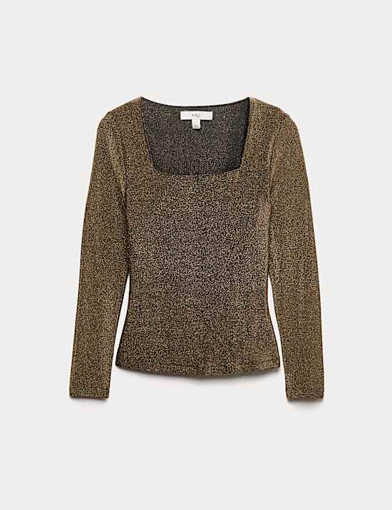 Sparkly Square Neck Top
