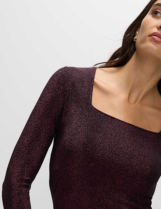 Sparkly Square Neck Top