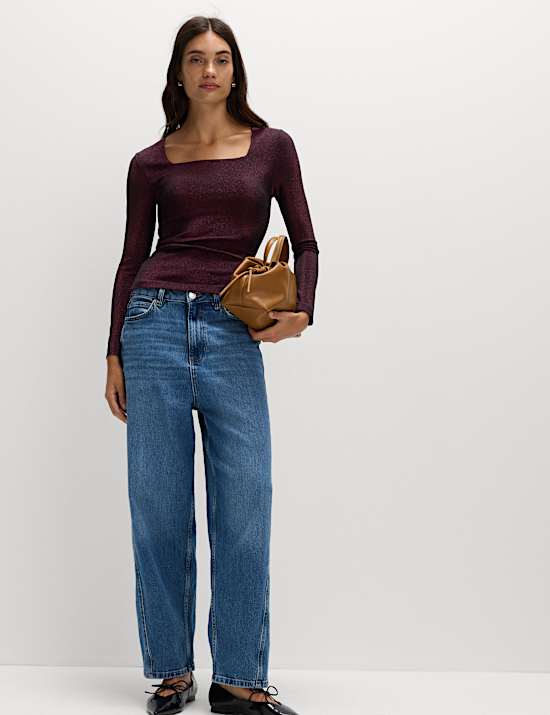 Sparkly Square Neck Top