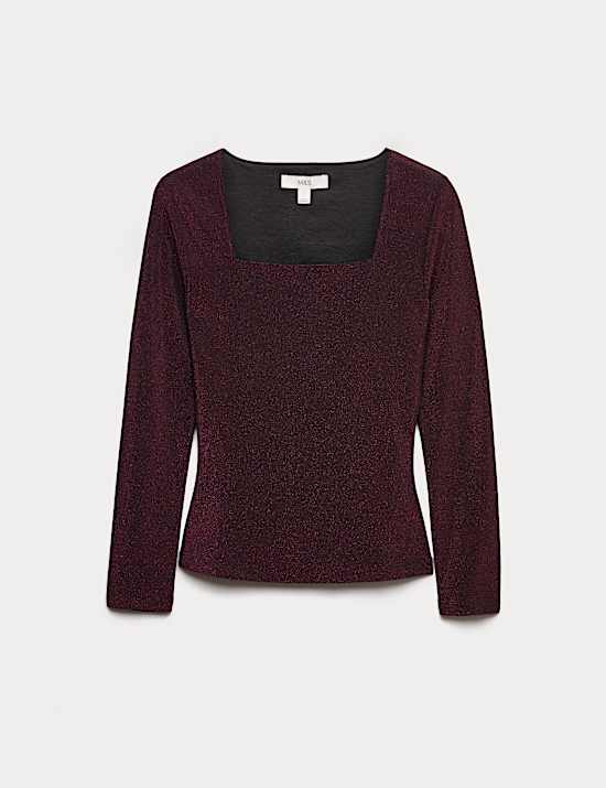 Sparkly Square Neck Top