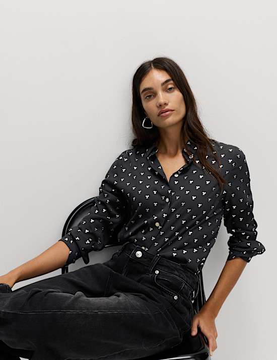 Foil Print Collared Shirt