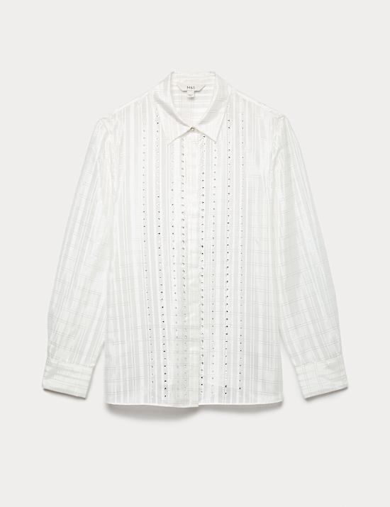 Checked Embellished Collared Shirt