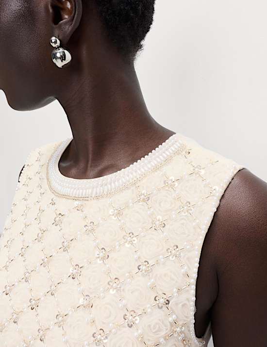 Beaded Embellished Shell Top