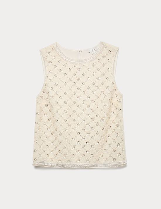 Beaded Embellished Shell Top