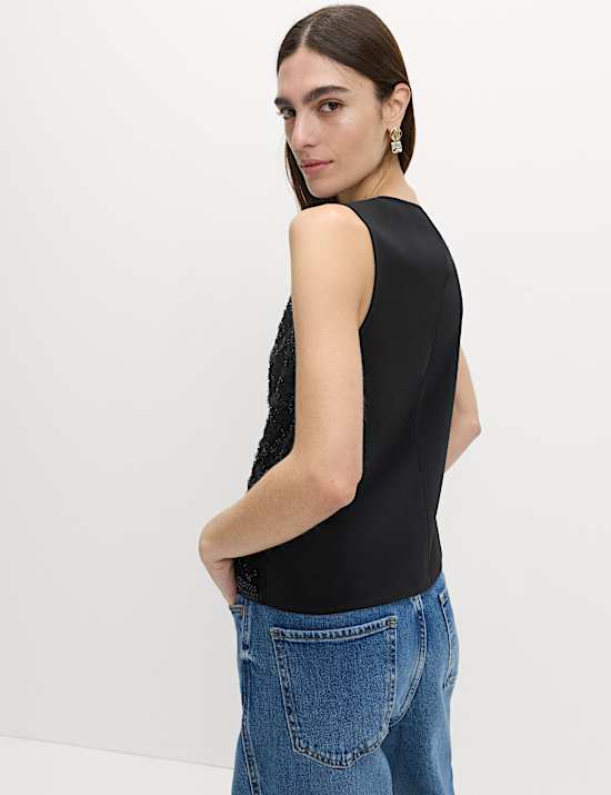 Beaded Embellished Shell Top