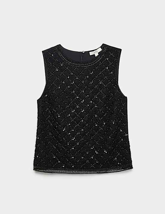 Beaded Embellished Shell Top