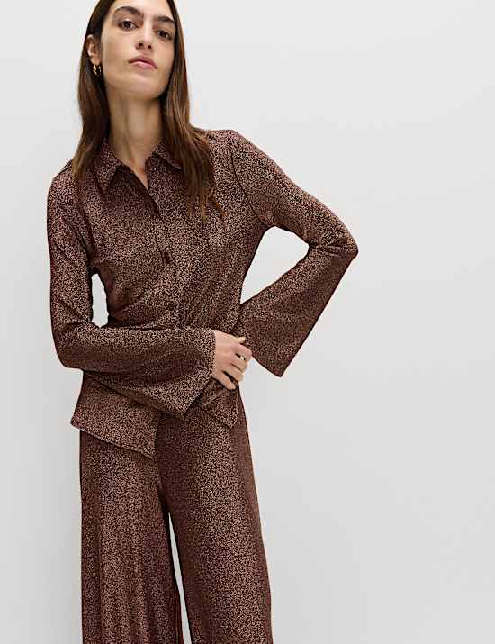 Sparkly Fitted Flute Sleeve Shirt