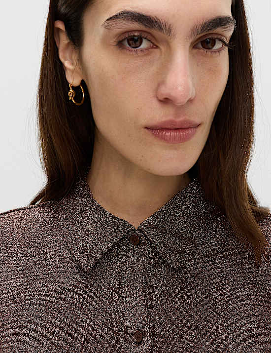 Sparkly Fitted Flute Sleeve Shirt