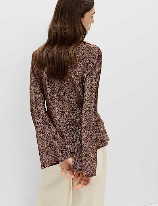 Sparkly Fitted Flute Sleeve Shirt