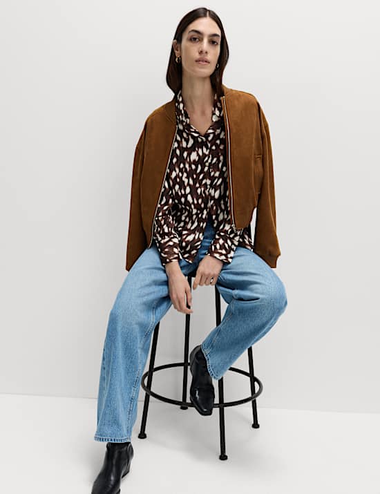 Animal Print Collared Shirt
