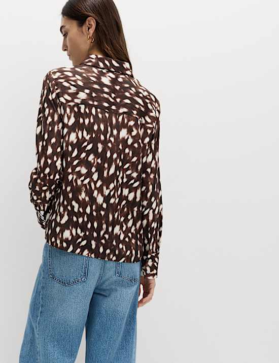 Animal Print Collared Shirt