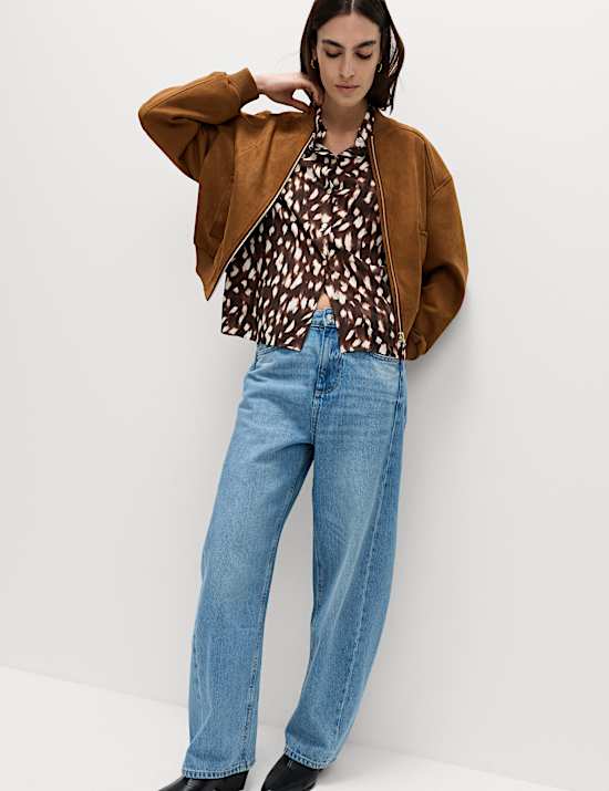 Animal Print Collared Shirt