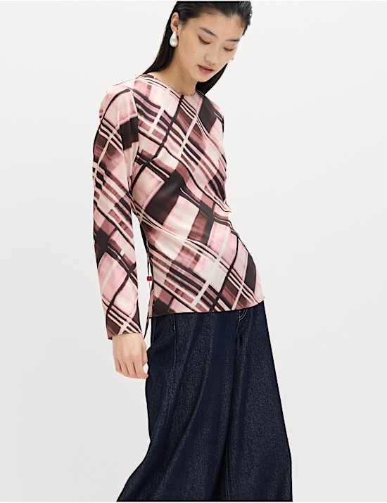 Checked Tie Detail Top