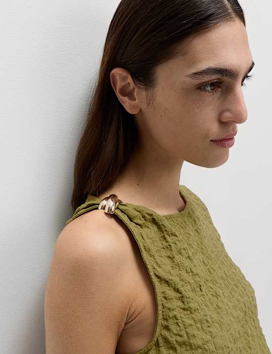 Cotton Rich Textured Hardware Detail Tank Top