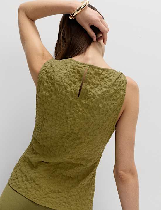 Cotton Rich Textured Hardware Detail Tank Top