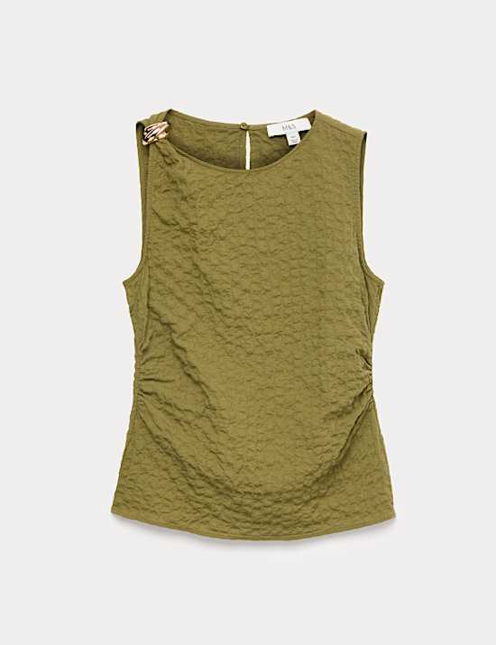 Cotton Rich Textured Hardware Detail Tank Top