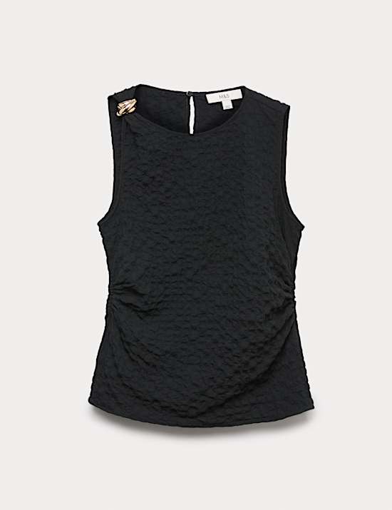 Strukturiertes Tanktop mit hohem Baumwollanteil mit Metall-Details