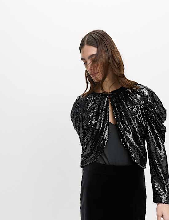 Sequin Shrug Top