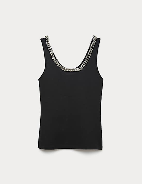 Chain Detail Scoop Neck Cami Top